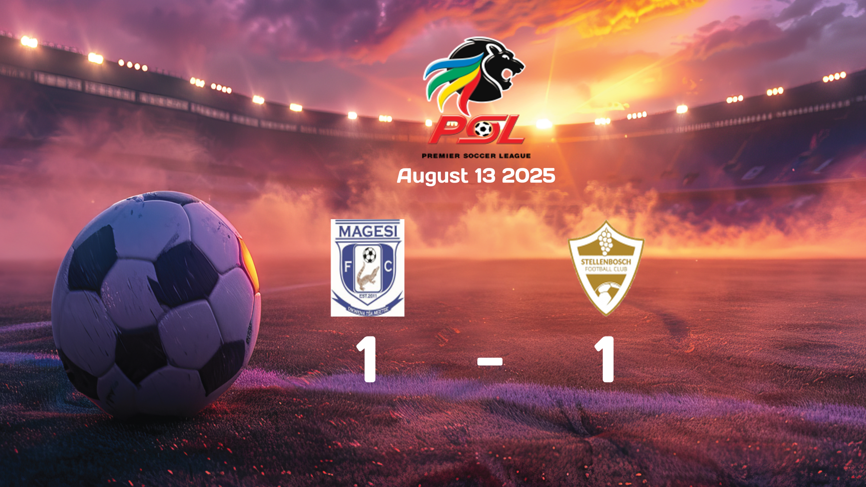 Magesi vs Stellenbosch Ends in 1-1 Draw in Premier Soccer League Clash on August 13, 2025 Magesi vs Stellenbosch Ends in 1-1 Draw in Premier Soccer League Clash on August 13, 2025