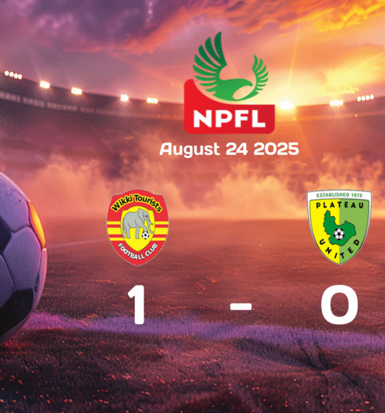 Wikki Tourist Prevails Over Plateau United with 1-0 Victory in NPFL Match on 2025-08-24
