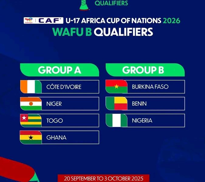 Golden Eaglets learn opponents for 2026 WAFU-B U-17 AFCON Qualifiers