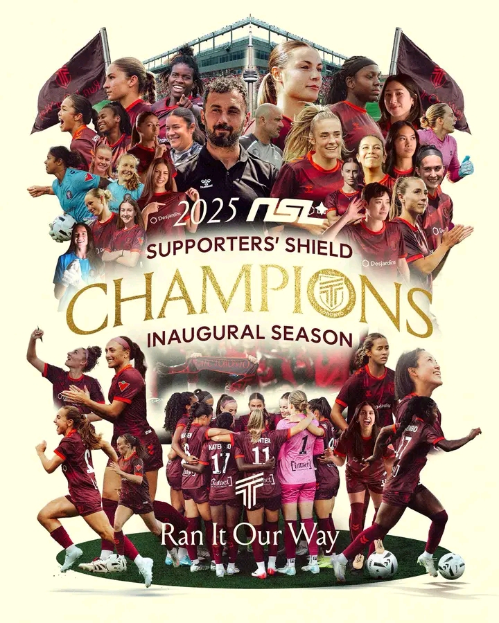 History Made: Esther Okoronkwo and AFC Toronto crowned 2025 NSL Supporters’ Shield Winners
