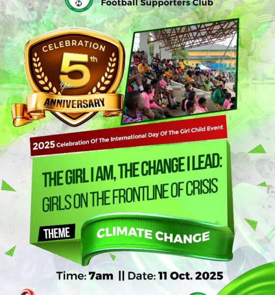 Sapphire Women Football Supporters Club to mark fifth anniversary of International Day of Girls Child Celebration