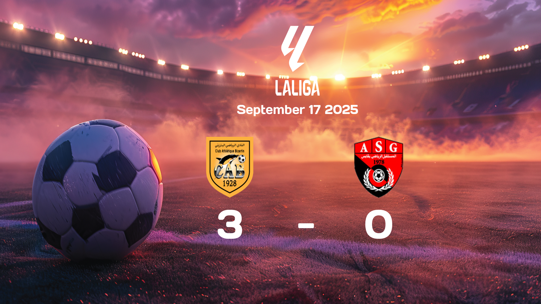 CA Bizertin Dominates AS Gabes 3-0 in Ligue 1 Match on September 17, 2025