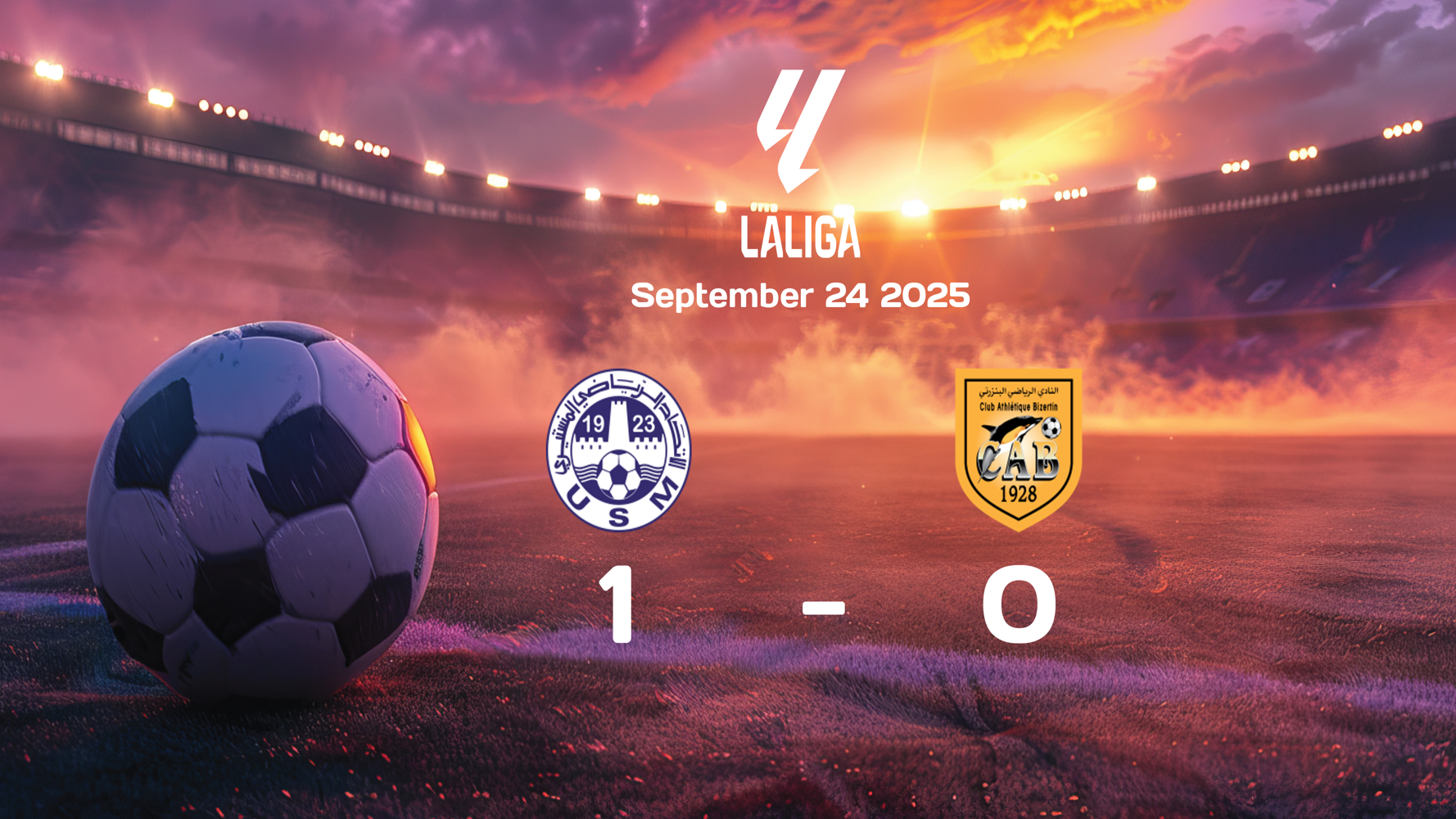 US Monastirienne Secures Victory Against CA Bizertin with 1-0 Win in Ligue 1 Match on September 24, 2025