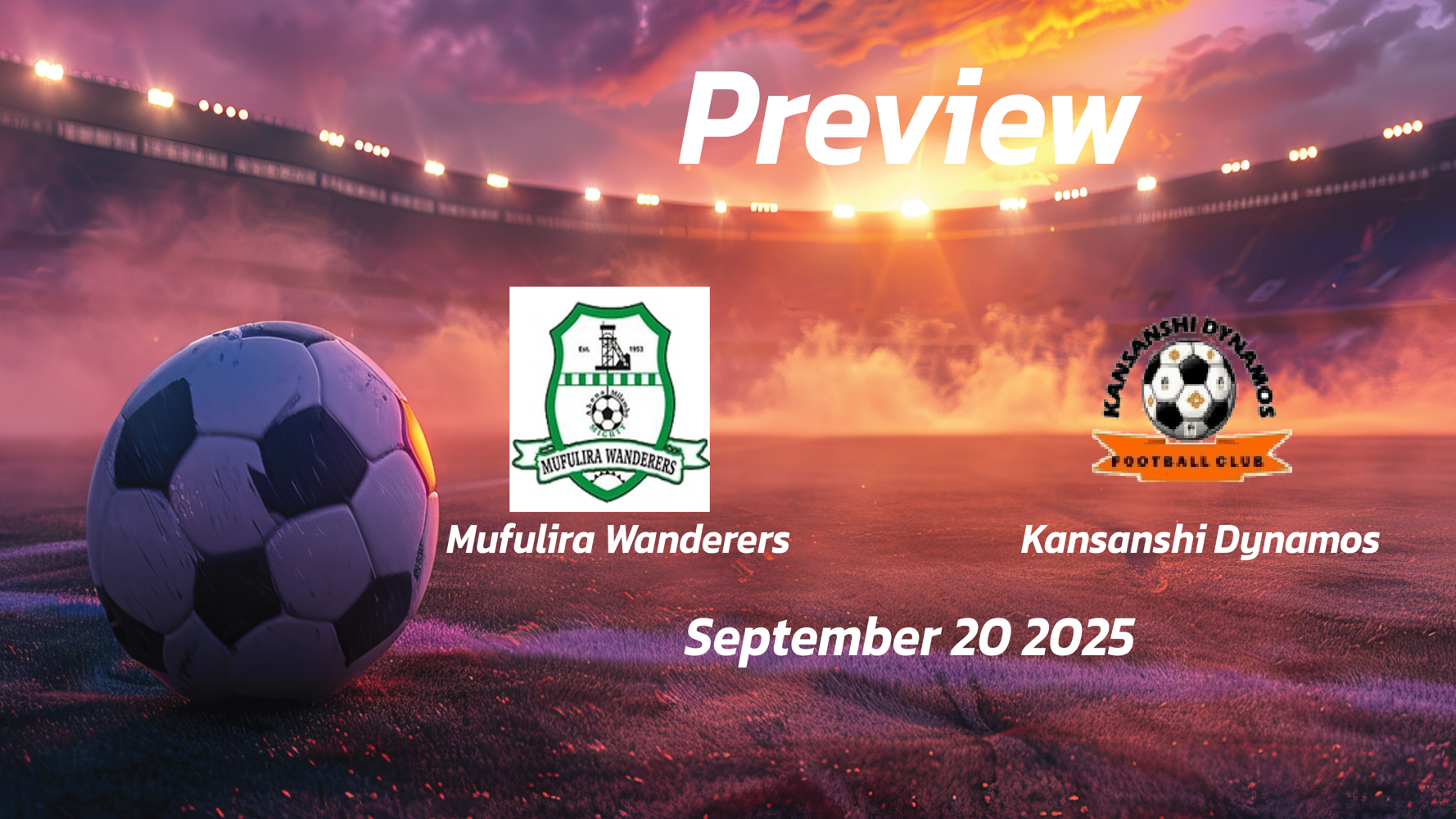 Mufulira Wanderers vs Kansanshi Dynamos: Preview – Team News, Line-ups, Prediction and Tips | September 20 13:00 (GMT) Mufulira Wanderers vs Kansanshi Dynamos: Preview – Team News, Line-ups, Prediction and Tips | September 20 13:00 (GMT)