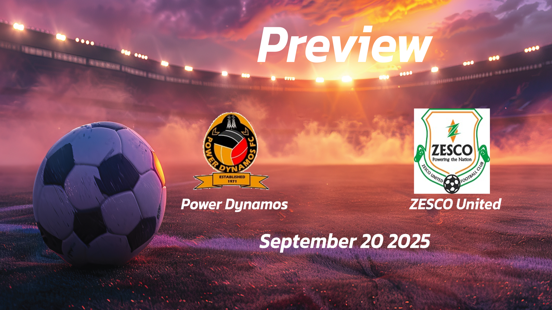 Power Dynamos vs ZESCO United: Preview – Team News, Line-ups, Prediction and Tips | September 20 13:00 (GMT) Power Dynamos vs ZESCO United: Preview – Team News, Line-ups, Prediction and Tips | September 20 13:00 (GMT)