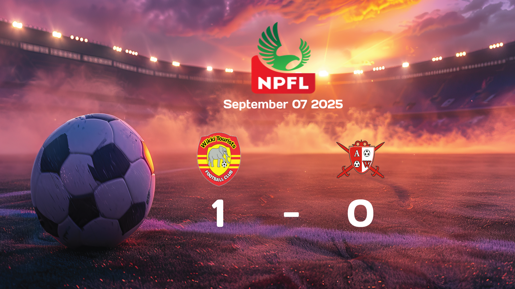 Wikki Tourist Triumphs Over Abia Warriors with 1-0 Win in NPFL Clash on September 7, 2025