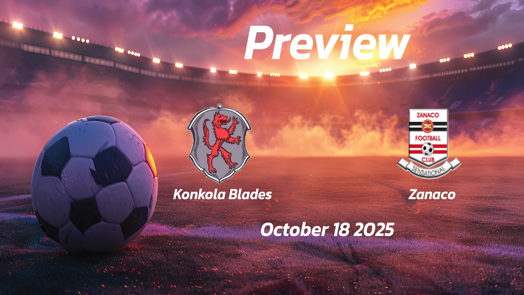 Konkola Blades vs Zanaco: Preview – Team News, Line-ups, Prediction and Tips | October 18 13:00 GMT Konkola Blades vs Zanaco: Preview – Team News, Line-ups, Prediction and Tips | October 18 13:00 GMT