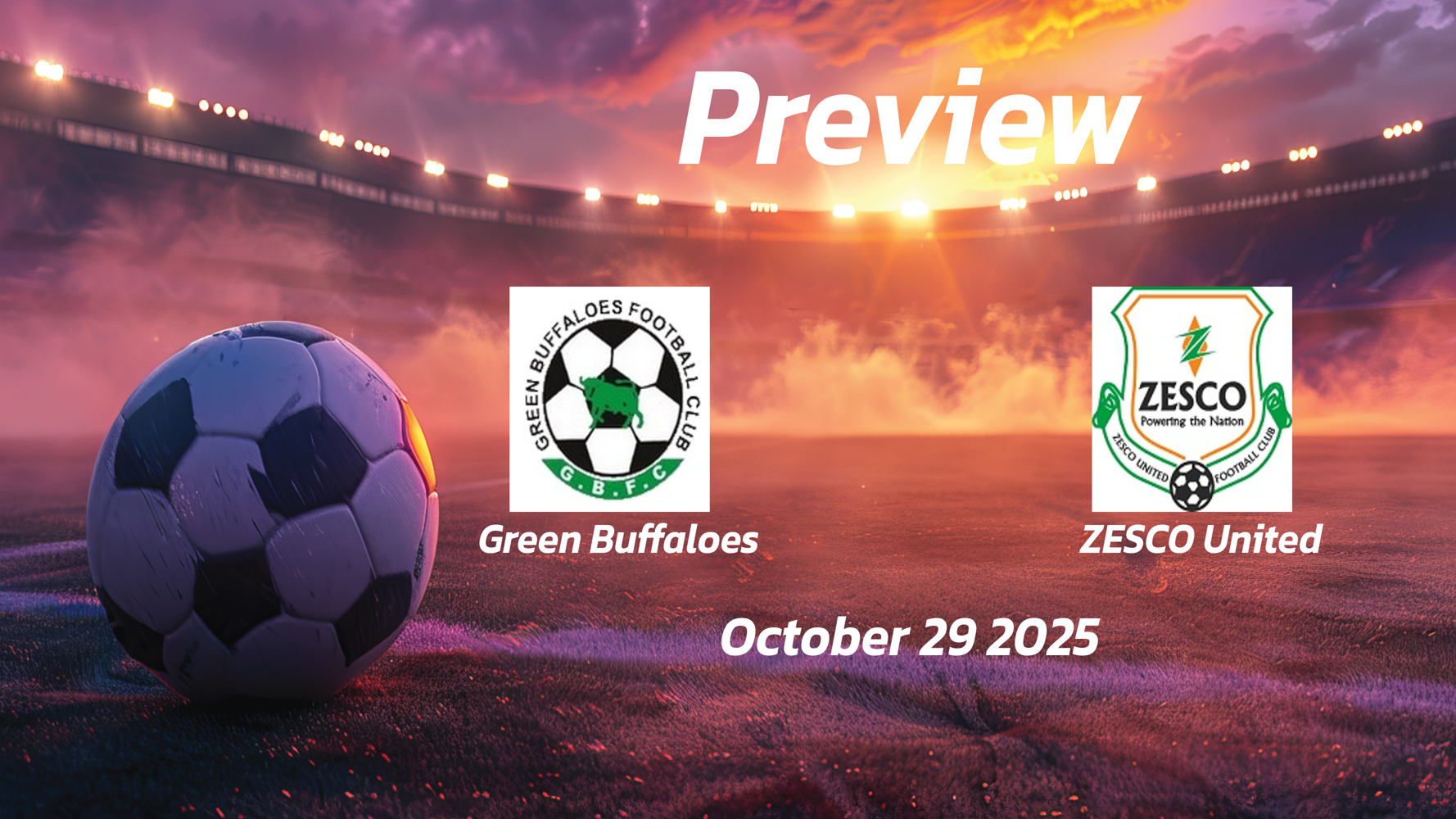 Green Buffaloes vs ZESCO United: Preview – Team News, Line-ups, Prediction and Tips | October 29 14:00 (GMT) Green Buffaloes vs ZESCO United: Preview – Team News, Line-ups, Prediction and Tips | October 29 14:00 (GMT)