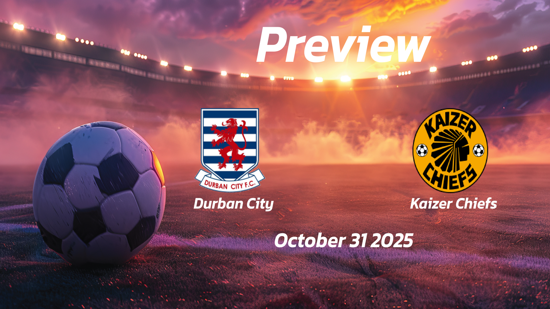 Kaizer Chiefs vs Durban City: Preview – Team News, Line-ups, Prediction and Tips | October 31 17:30 GMT Kaizer Chiefs vs Durban City: Preview – Team News, Line-ups, Prediction and Tips | October 31 17:30 GMT