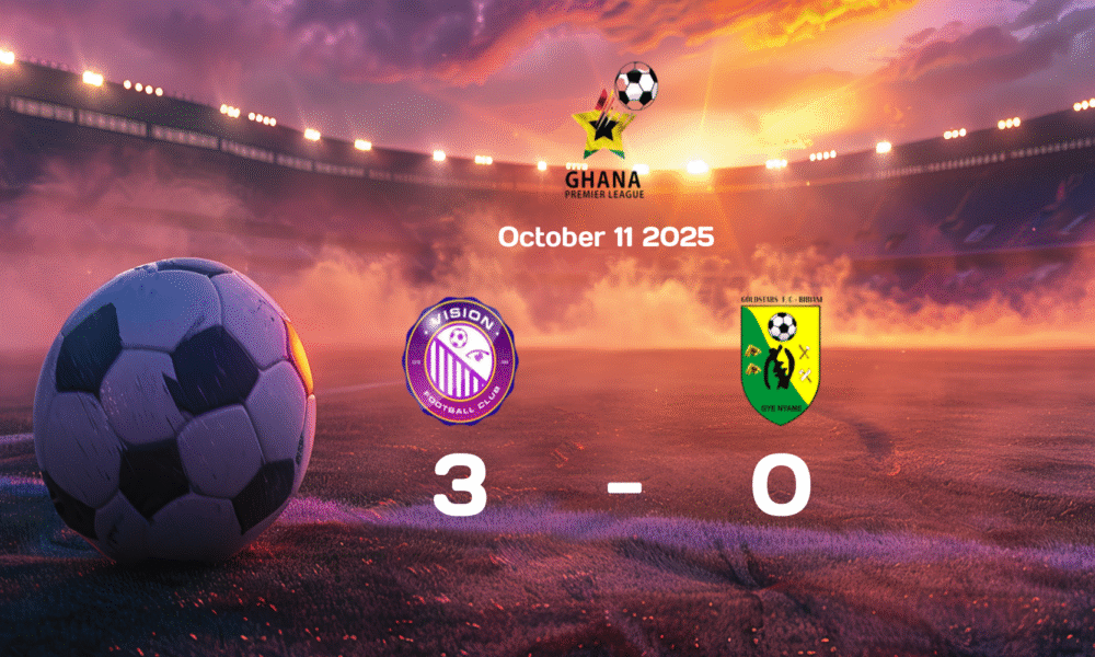 Vision Dominates Bibiani Gold Stars 3:0 in 2025-10-11 Ghana Premier League Showdown