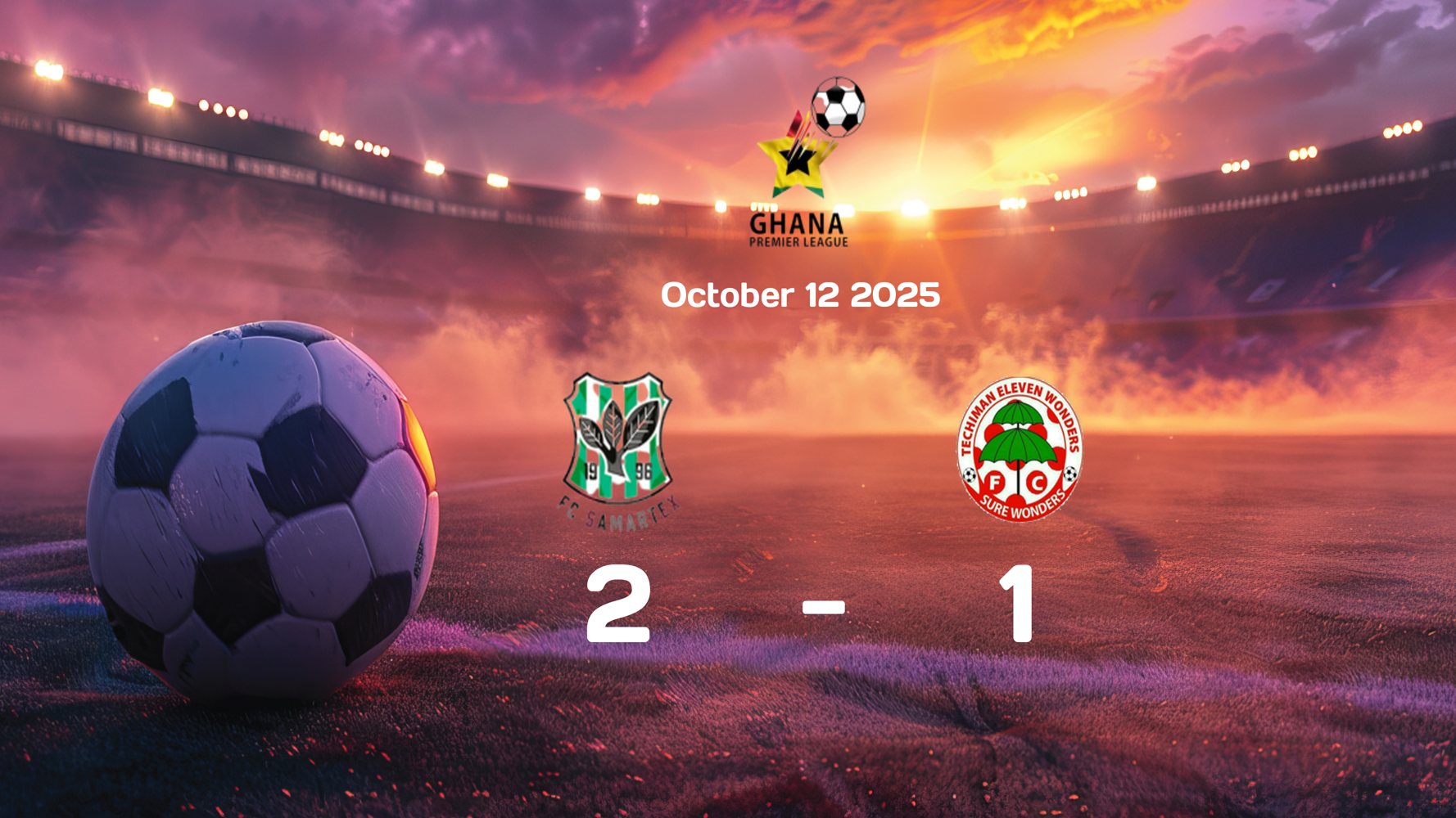 Samartex Narrowly Beats Eleven Wonders 2-1 in 2025 Ghana Premier League Encounter Samartex Narrowly Beats Eleven Wonders 2-1 in 2025 Ghana Premier League Encounter