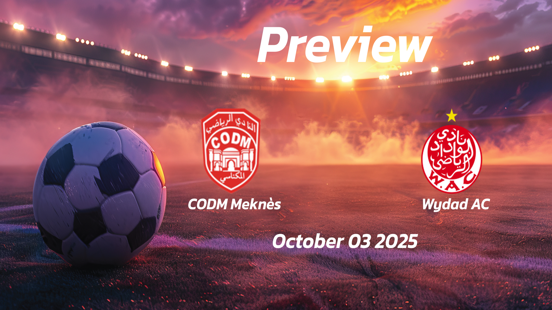 CODM Meknès vs Wydad AC: Preview – Team News, Line-ups, Prediction and Tips | October 03 17:00 (GMT)