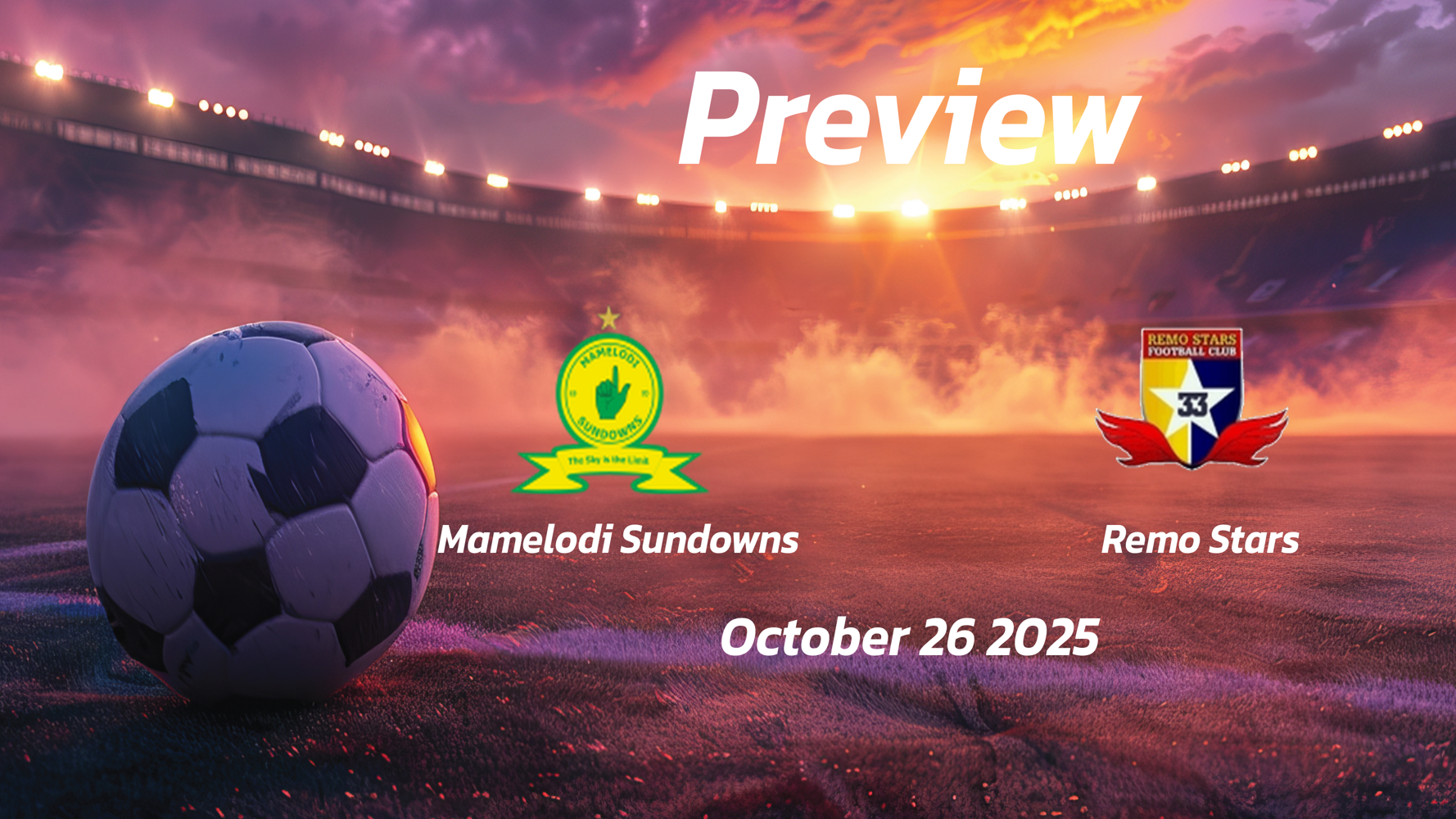 Mamelodi Sundowns vs Remo Stars: Preview – Team News, Line-ups, Prediction and Tips | October 26 13:30 GMT Mamelodi Sundowns vs Remo Stars: Preview – Team News, Line-ups, Prediction and Tips | October 26 13:30 GMT