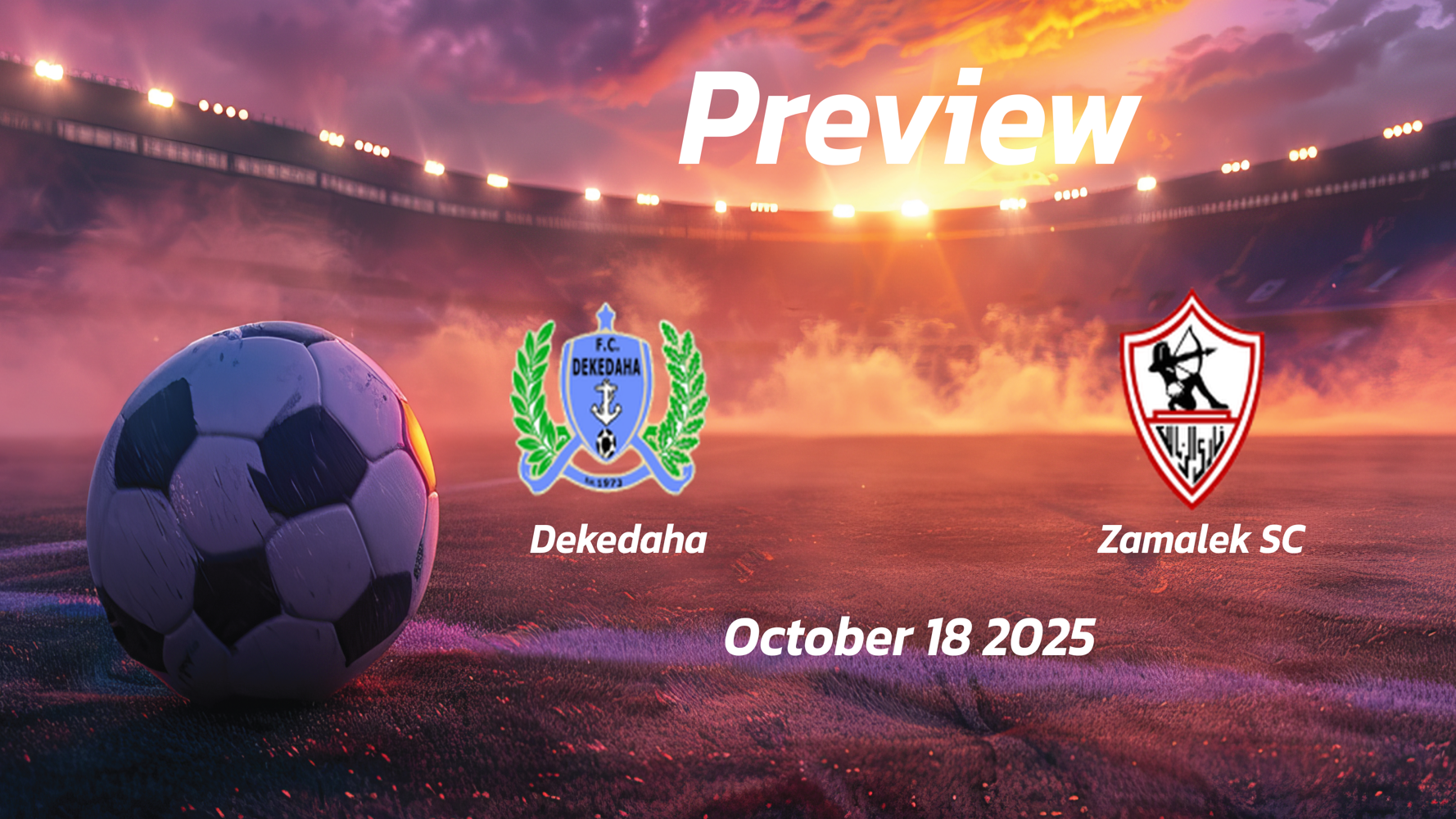 Dekedaha vs Zamalek SC: Preview – Team News, Line-ups, Prediction and Tips | October 18 15:00 GMT Dekedaha vs Zamalek SC: Preview – Team News, Line-ups, Prediction and Tips | October 18 15:00 GMT