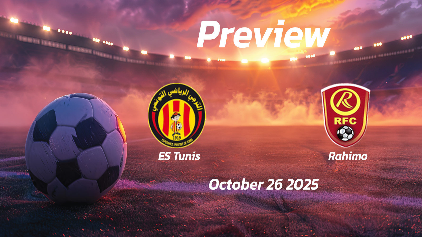 ES Tunis vs Rahimo: Preview – Team News, Line-ups, Prediction, and Tips | October 26 16:00 (GMT)