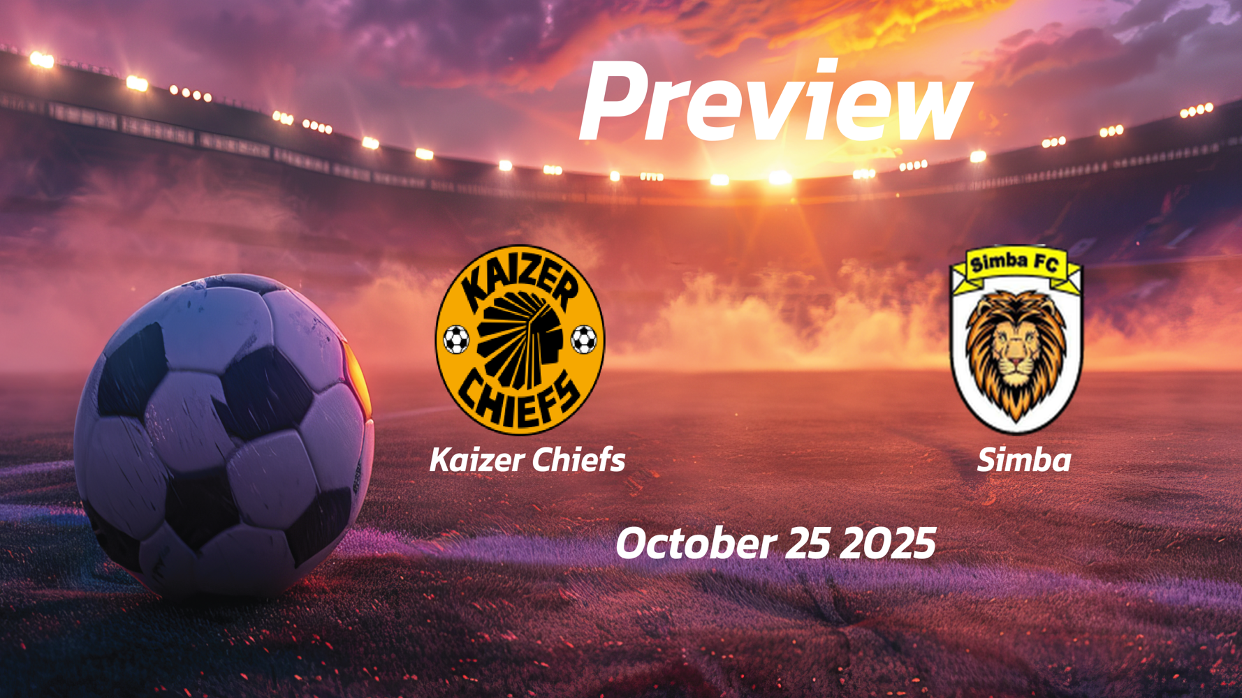 Kaizer Chiefs vs Simba: Preview – Team News, Line-ups, Prediction and Tips | October 25 13:00 (GMT) Kaizer Chiefs vs Simba: Preview – Team News, Line-ups, Prediction and Tips | October 25 13:00 (GMT)