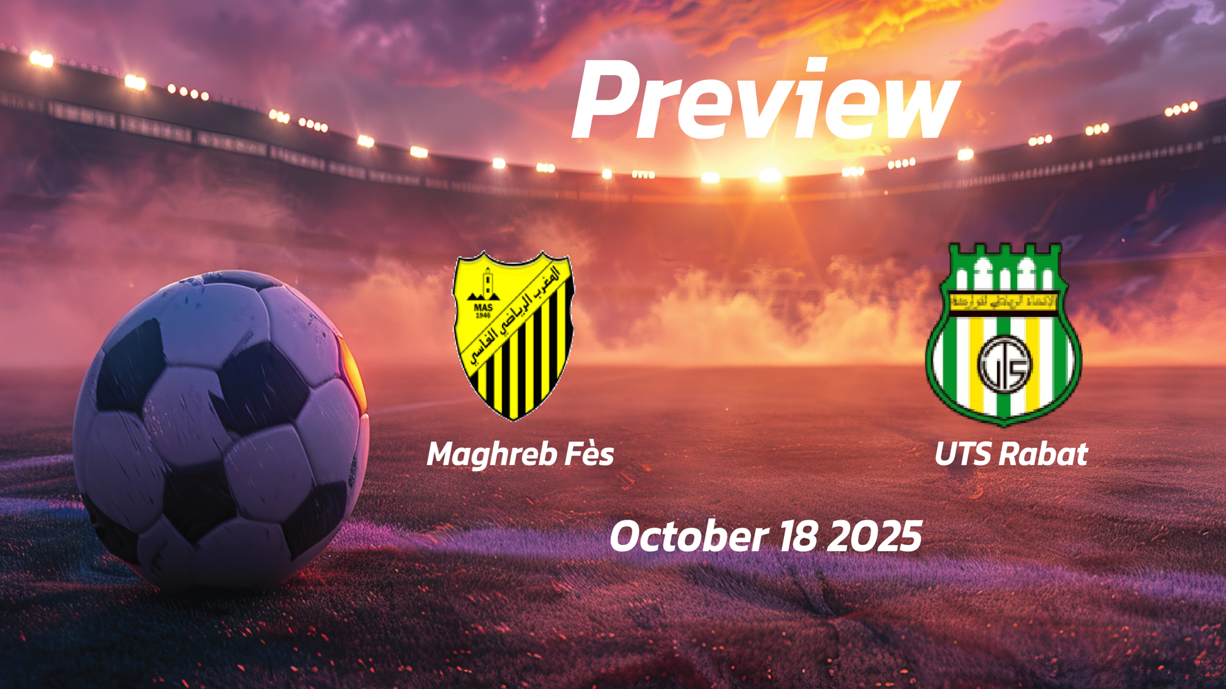 Maghreb Fès vs UTS Rabat: Preview – Team News, Line-ups, Prediction and Tips | October 18 19:00 (GMT) Maghreb Fès vs UTS Rabat: Preview – Team News, Line-ups, Prediction and Tips | October 18 19:00 (GMT)