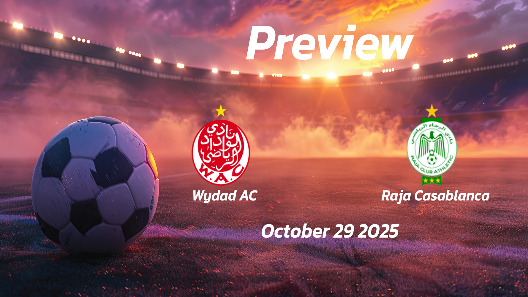 Wydad AC vs Raja Casablanca: Preview – Team News, Line-ups, Prediction and Tips | October 29 19:00 GMT