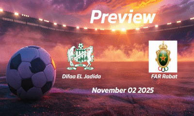Difaa EL Jadida vs FAR Rabat: Preview – Team News, Line-ups, Prediction and Tips | November 02 17:00 (GMT)
