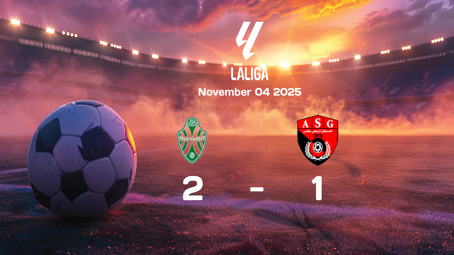 JS Kairouanaise Triumphs Over AS Gabes 2-1 in Exciting Ligue 1 Match on 2025-11-04