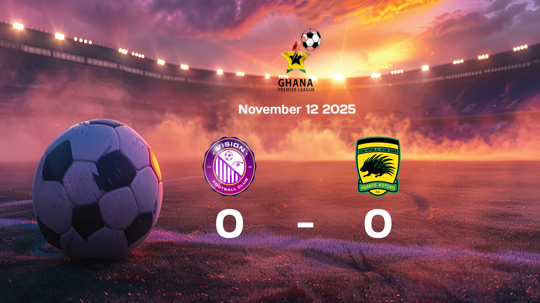 Vision vs Asante Kotoko Ends in Goalless Draw in 2025-11-12 Ghana Premier League Clash