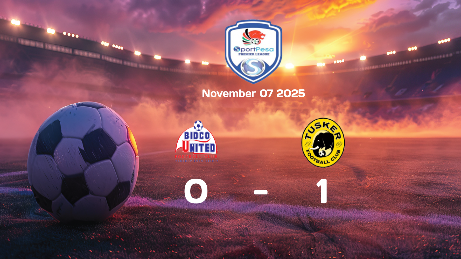 Bidco United vs Tusker 0:1 Result Highlights FKF Premier League Clash on 2025-11-07