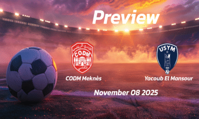 CODM Meknès vs Yacoub El Mansour: Preview – Team News, Line-ups, Prediction, and Tips | November 08 19:00 (GMT)
