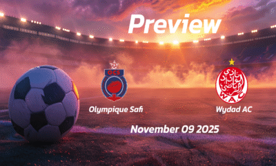 Olympique Safi vs Wydad AC: Preview – Team News, Line-ups, Prediction and Tips | November 09 15:00 (GMT)