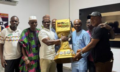 LSFA Presents Ex-Internationals Cup Trophy to Bet9ja Foundation Founder Kunle Soname
