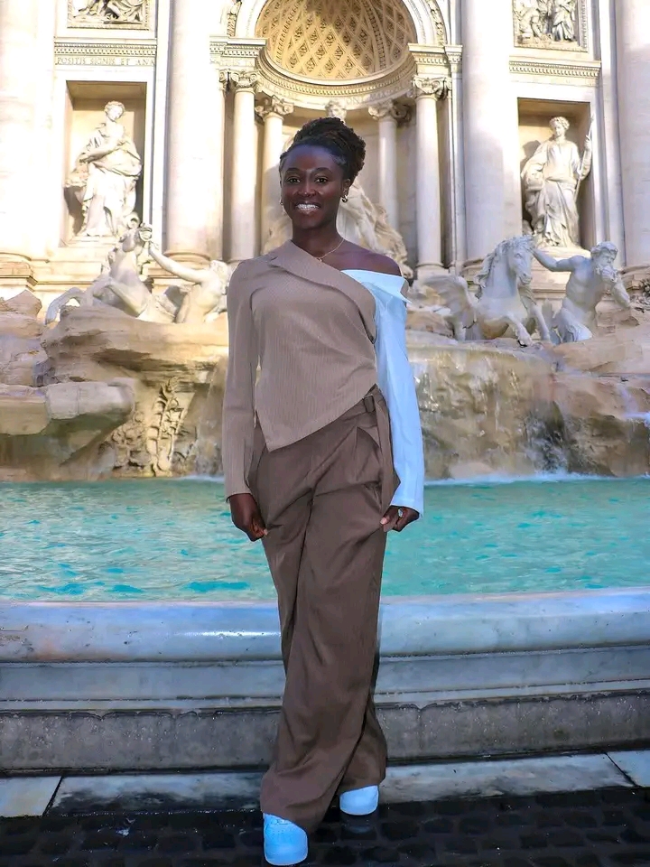 Rinsola Babajide Shines in Style at Rome’s Iconic Trevi Fountain