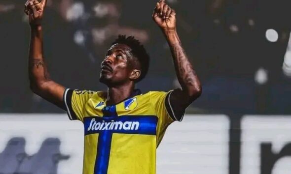 Peter Olayinka Celebrates APOEL FC Goal of the Month Award