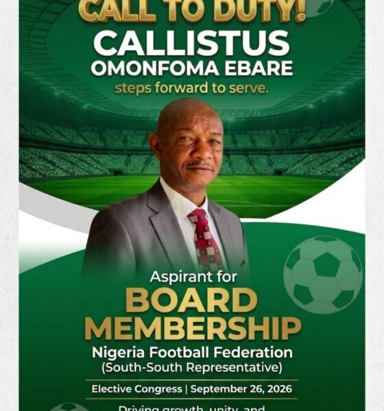Callistus Ebare Eyes NFF Board Seat as Lafia Elective Congress Nears