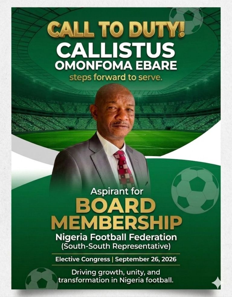 Callistus Ebare Eyes NFF Board Seat as Lafia Elective Congress Nears Callistus Ebare Eyes NFF Board Seat as Lafia Elective Congress Nears