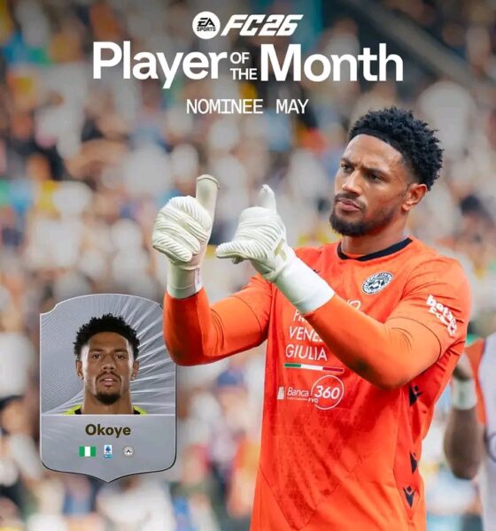 Maduka Okoye Nominated for Serie A Player of the Month After Outstanding Season