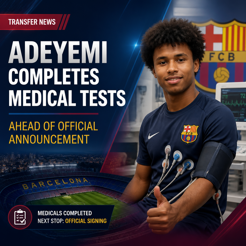 Karim Adeyemi completes Barcelona medical ahead of €29m move Karim Adeyemi completes Barcelona medical ahead of €29m move