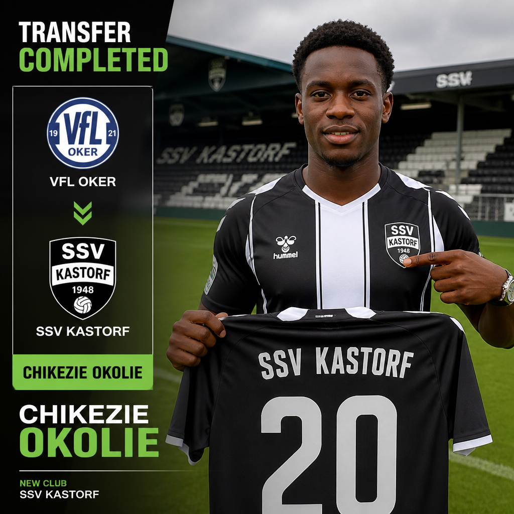 Chikezie Okolie: Nigerian defender joins SSV Kastorf on free transfer Chikezie Okolie: Nigerian defender joins SSV Kastorf on free transfer