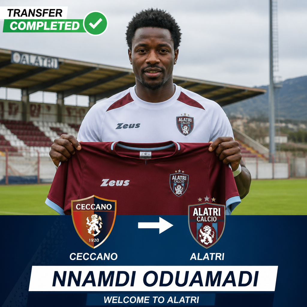 Nnamdi Oduamadi: Nigerian winger joins Alatri on free transfer from Ceccano Nnamdi Oduamadi: Nigerian winger joins Alatri on free transfer from Ceccano