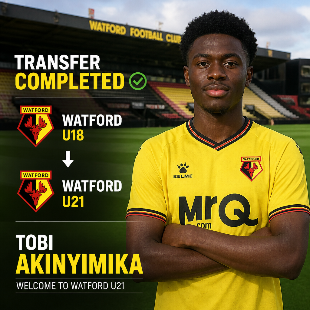 Tobi Akinyimika: Anglo-Nigerian midfielder steps up from Watford U18s to U21s Tobi Akinyimika: Anglo-Nigerian midfielder steps up from Watford U18s to U21s