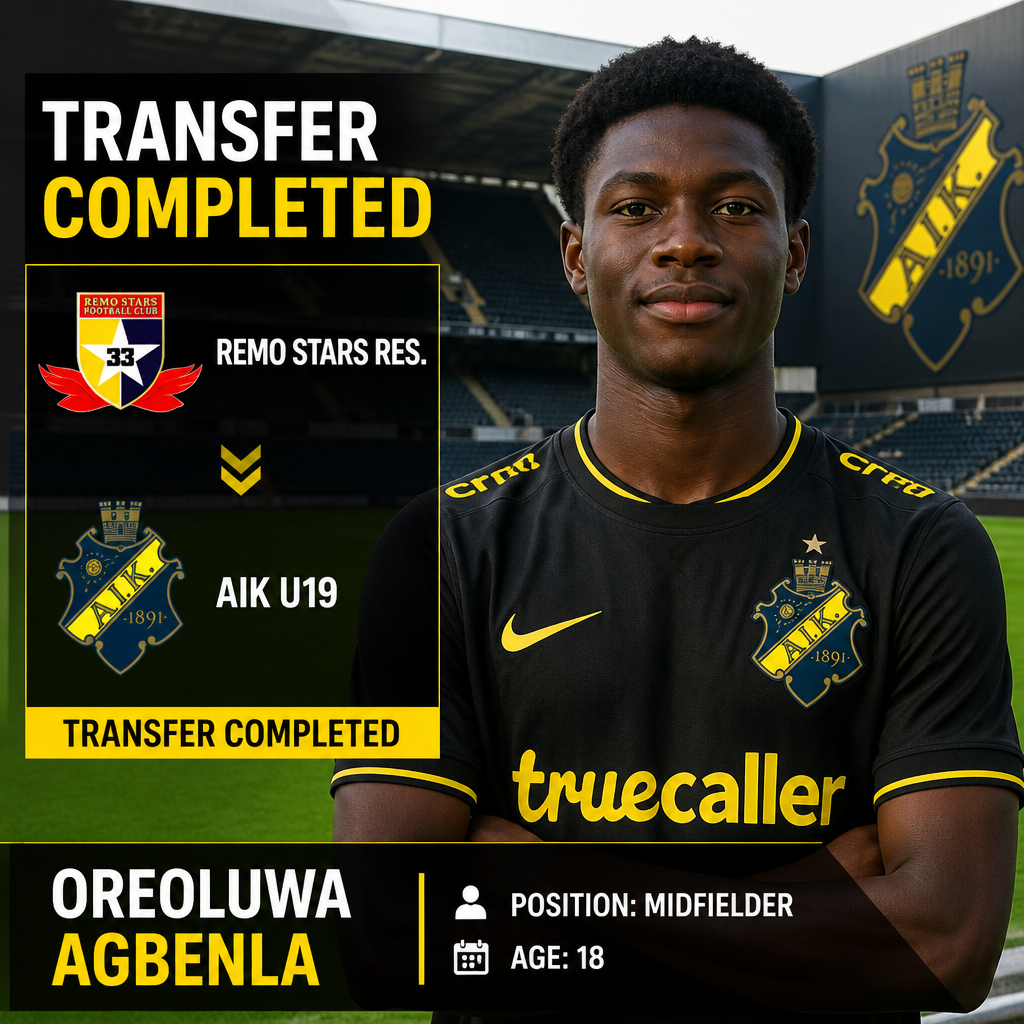 Oreoluwa Agbenla: Nigerian midfielder, 18, joins AIK U19 from Remo Stars Reserves Oreoluwa Agbenla: Nigerian midfielder, 18, joins AIK U19 from Remo Stars Reserves