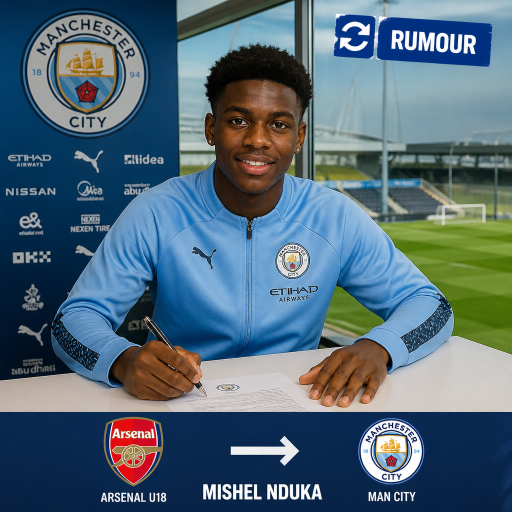 Mishel Nduka: Arsenal U18 and England-Nigeria midfielder linked with Man City move Mishel Nduka: Arsenal U18 and England-Nigeria midfielder linked with Man City move