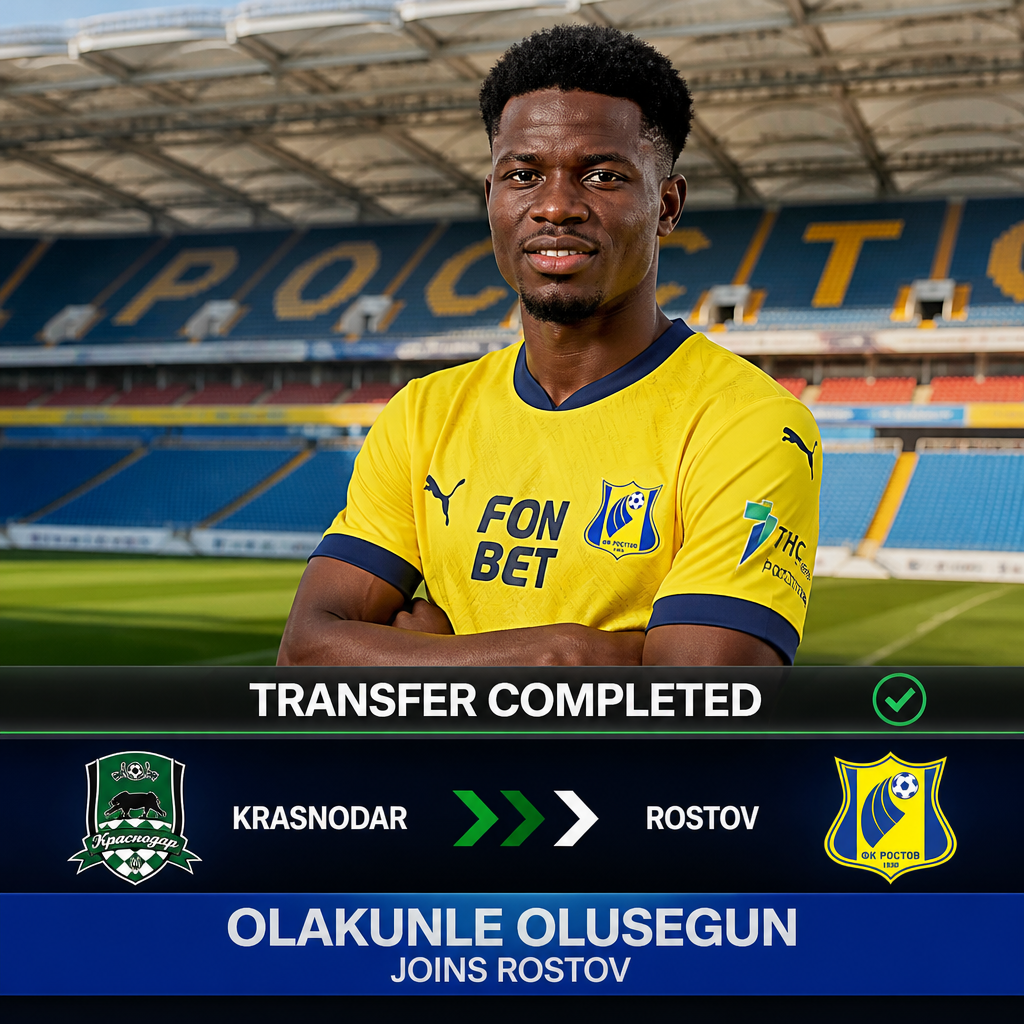Olakunle Olusegun: Nigeria winger joins Rostov from Krasnodar in €450k deal Olakunle Olusegun: Nigeria winger joins Rostov from Krasnodar in €450k deal