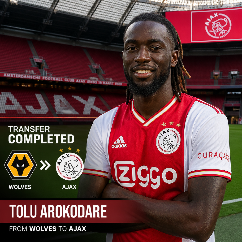 Ajax secure loan deal for Nigeria striker Tolu Arokodare from Wolves Ajax secure loan deal for Nigeria striker Tolu Arokodare from Wolves