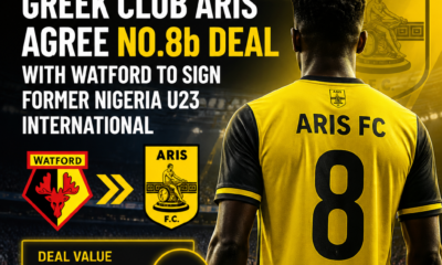 Tom Dele-Bashiru: Watford midfielder set for £425,000 move to Greek side Aris