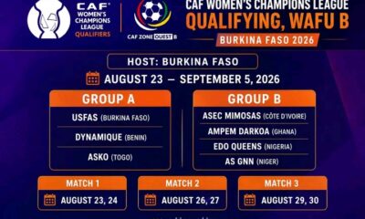 Edo Queens Draw ASEC Mimosa in Tough WAFU-B Women’s Champions League Group
