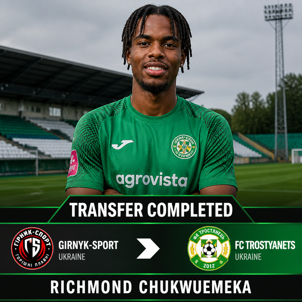 Richmond Chukwuemeka: Nigerian winger joins FC Trostyanets on free transfer