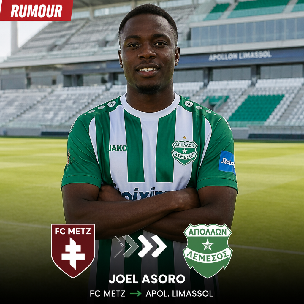Joel Asoro linked with Apol. Limassol move from FC Metz