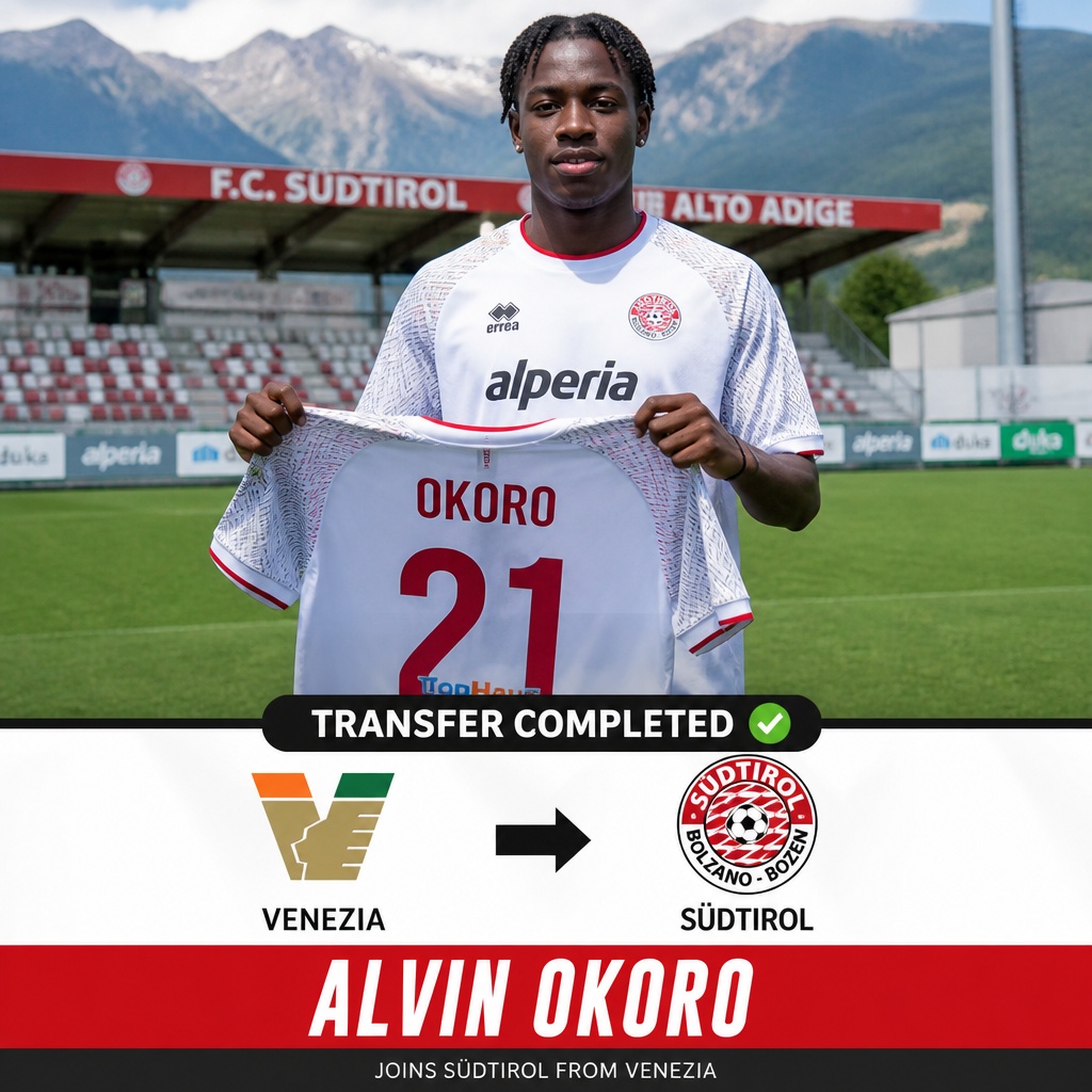 Sudtirol sign Italy-Nigeria forward Alvin Okoro from Venezia on loan Sudtirol sign Italy-Nigeria forward Alvin Okoro from Venezia on loan