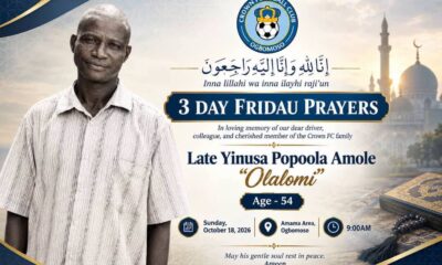 Family of late Crown FC drive announces Fridau prayer