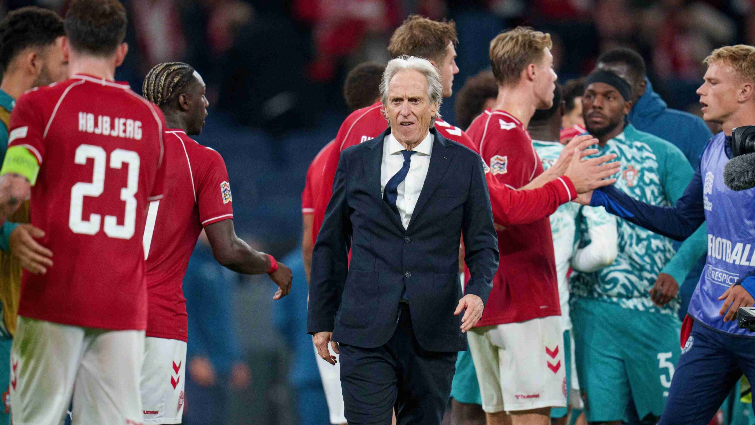 Rasmus Højlund appears to push Jorge Jesus after Denmark defeat by Portugal