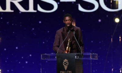 Ousmane Dembele congratulates Harry Kane after Ballon d’Or triumph